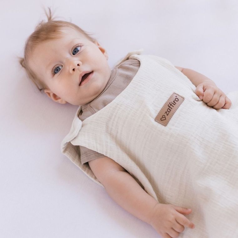 Zaffiro, Malaga, śpiworek do spania, muślinowy, TOG 1.5, vanilla, 0-6m