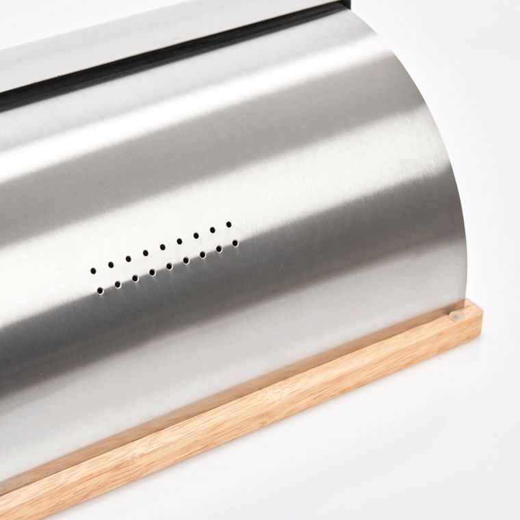 Zeller, metalowy chlebak na drewnianej podstawie