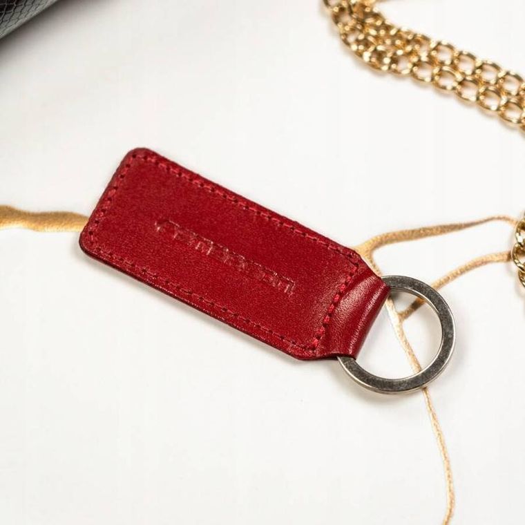 Zestaw: Portfel, Brelok, czerwony, skórzany, RFID, Peterson