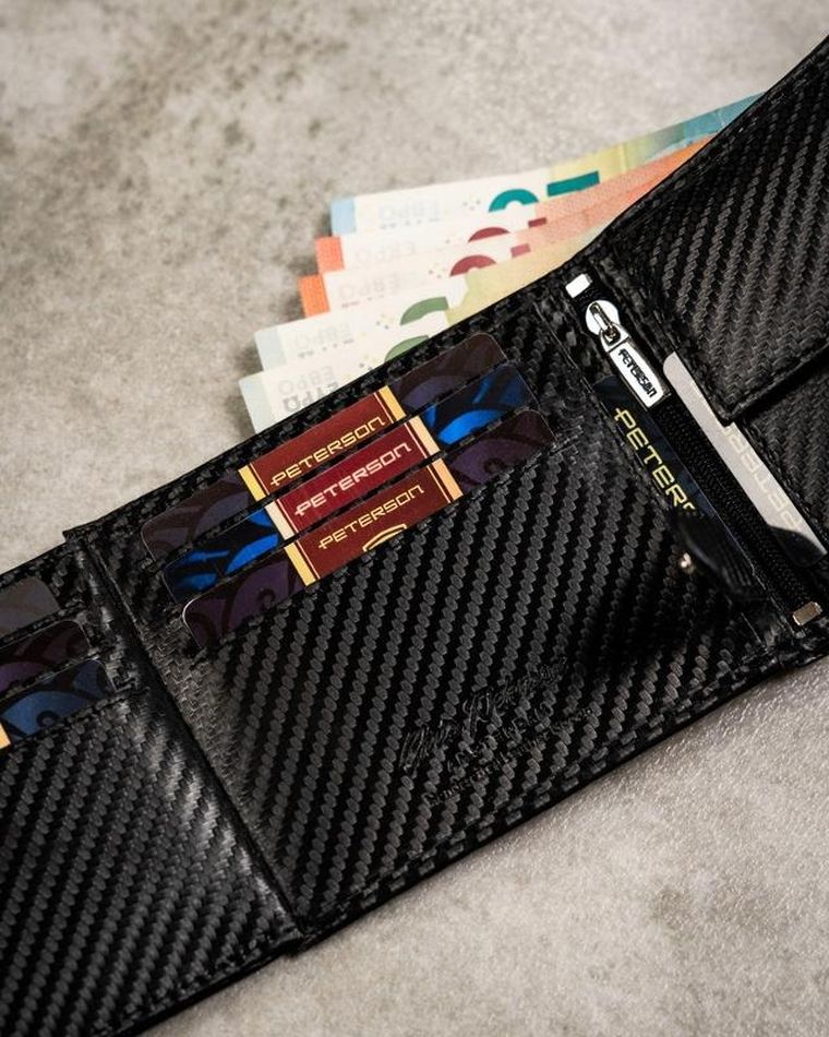 Zestaw prezentowy: Portfel, Brelok, czarny, Peterson