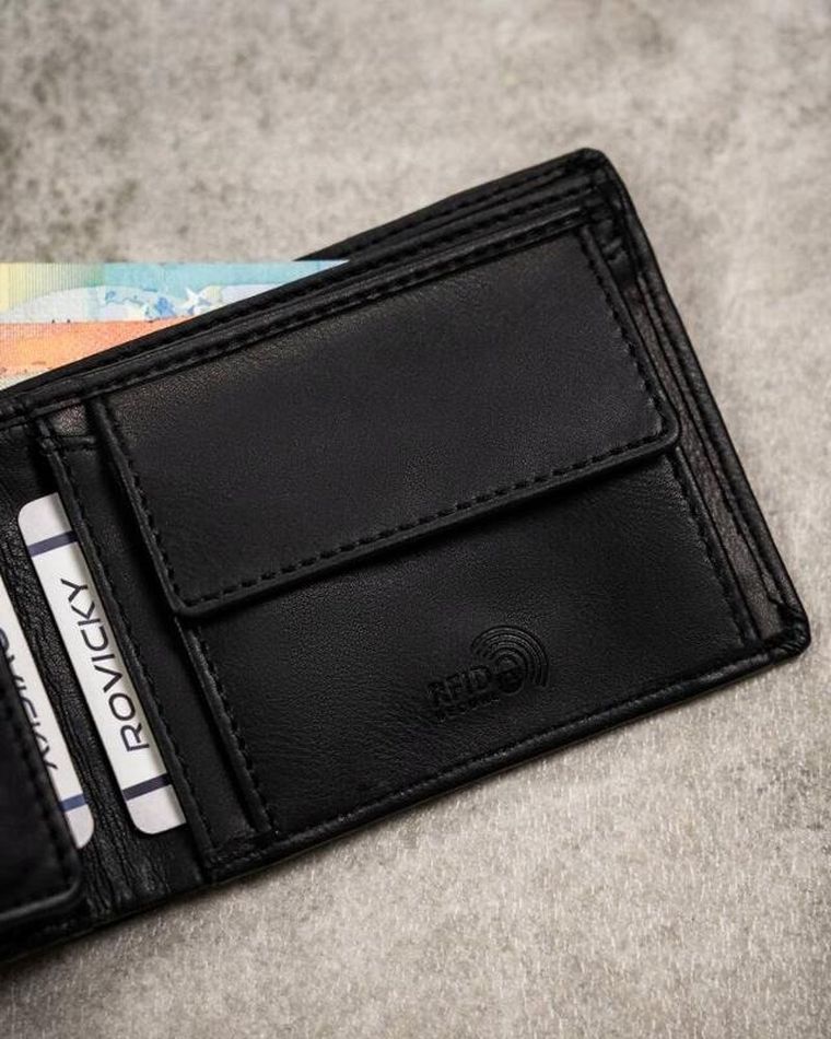 Zestaw prezentowy: Portfel, Brelok, czarny, skóra ekologiczna, RFID, Rovicky