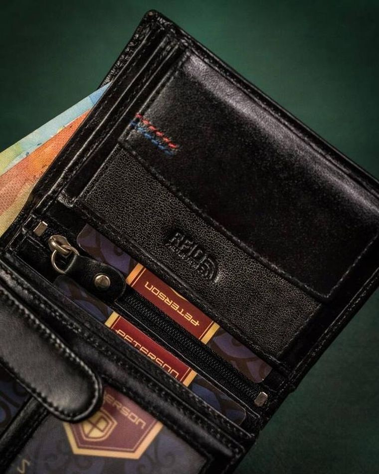 Zestaw prezentowy: Portfel skórzany, Brelok, czarny, Peterson