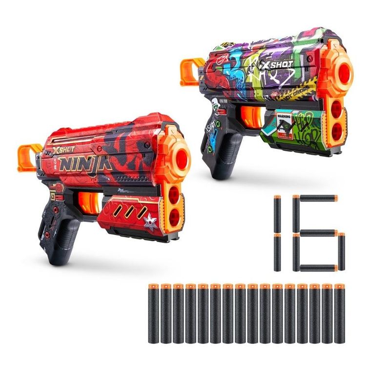 Zuru, X-shot, Skins Flux, zestaw wyrzutni, 16 strzałek