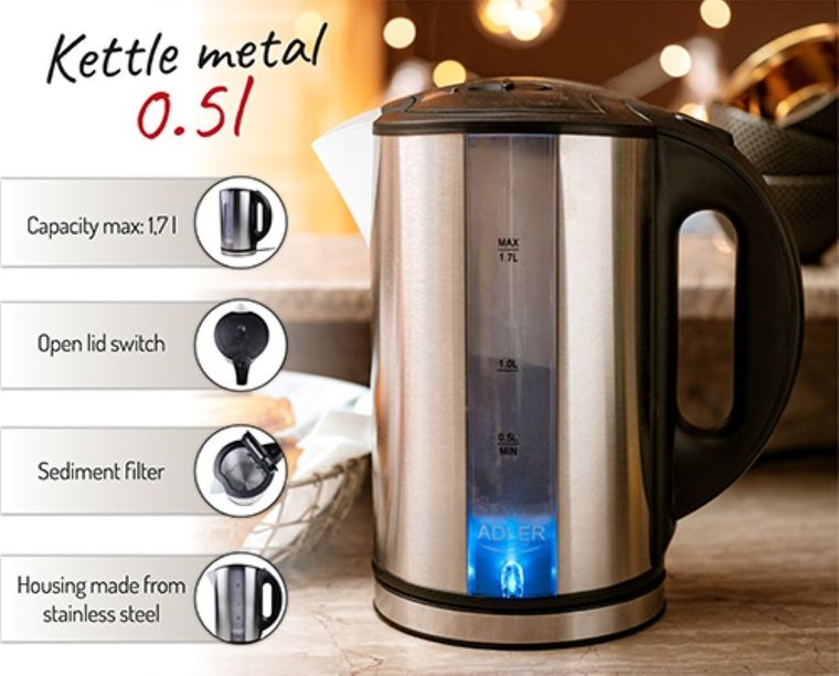 Adler, czajnik elektryczny, 1.7l, AD1216