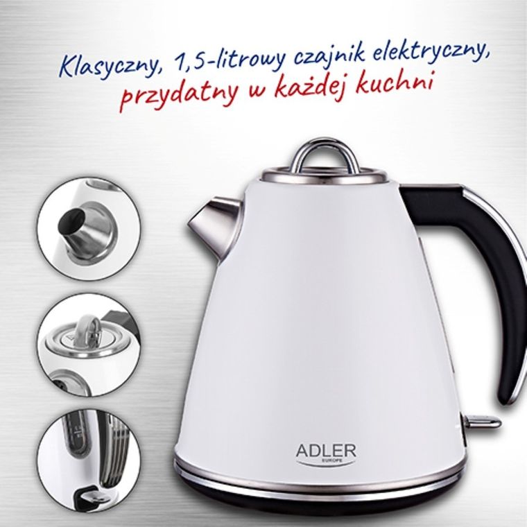 Adler, czajnik elektryczny, AD1343, White