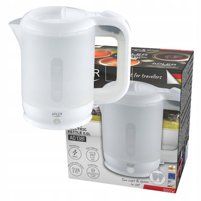 Adler, czajnik elektryczny, plastikowy, turystyczny, 0,5L