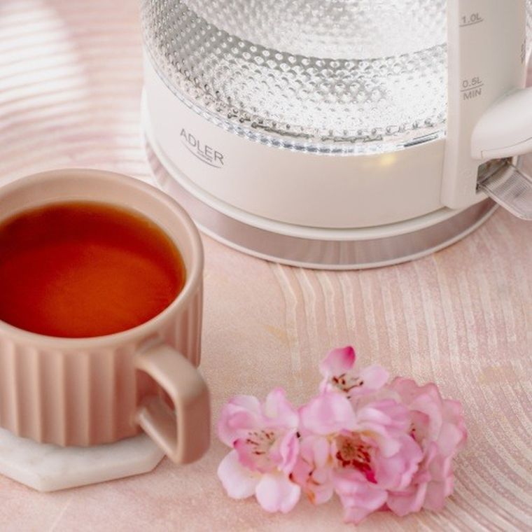 Adler, czajnik elektryczny, szklany, LED, 1,8l
