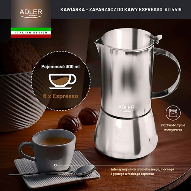 Adler, kawiarka, zaparzacz do kawy espresso, 350 ml