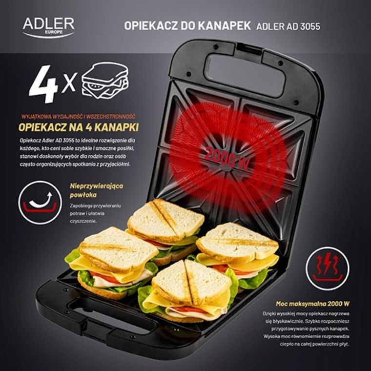 Adler, opiekacz do kanapek, AD 3055