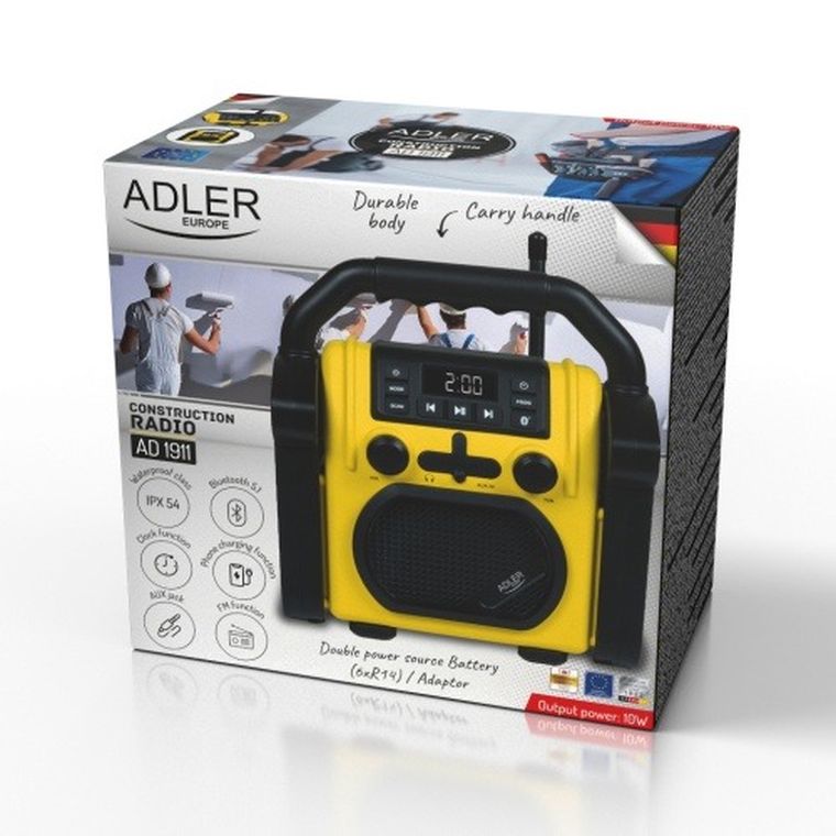 Adler, radio budowlane z Bluetooth, IPX 54