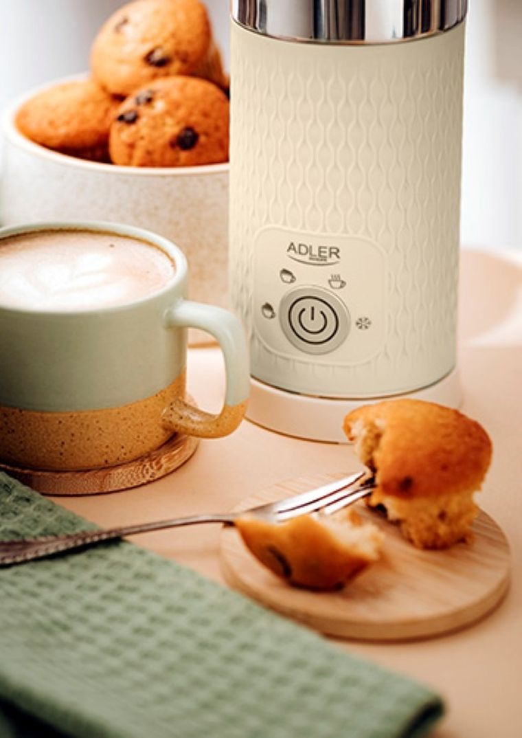 Adler, spieniacz do mleka 2w1, spienianie i podgrzewanie (latte i cappucino), AD 4495, kremowy