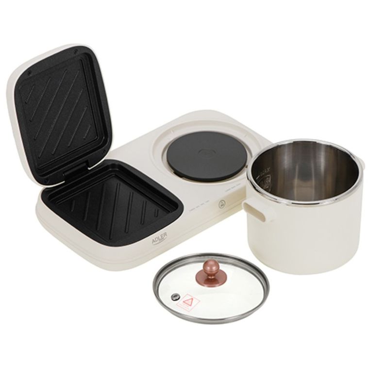 Adler, stacja śniadaniowa 2w1, grill i garnek do gotowania