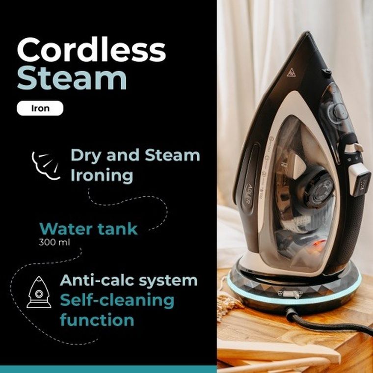 Adler, żelazko parowe, bezprzewodowe