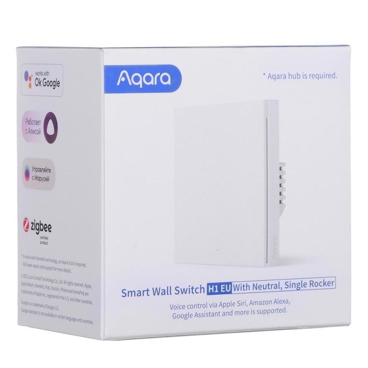 Aqara, Smart Wall Single Switch H1, włącznik światła, Zigbee 3.0