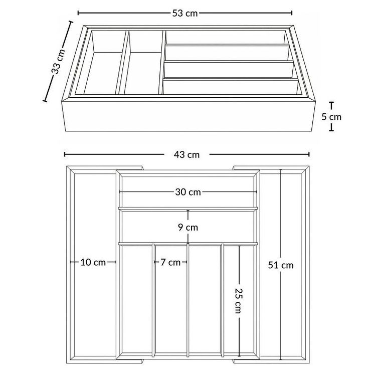 Aromelio, Vario, rozkładany organizer na sztućce, bambusowy, 53-33-43 cm