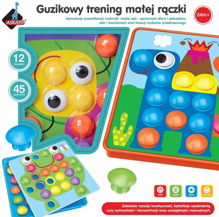 Askato, Genialny dzieciak, guzikowy trening małej rączki, mozaika, 45 elementów