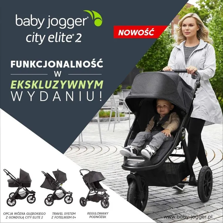 Baby Jogger, City Elite 2w1, wózek spacerowy z gondolą, terenowy, briar green