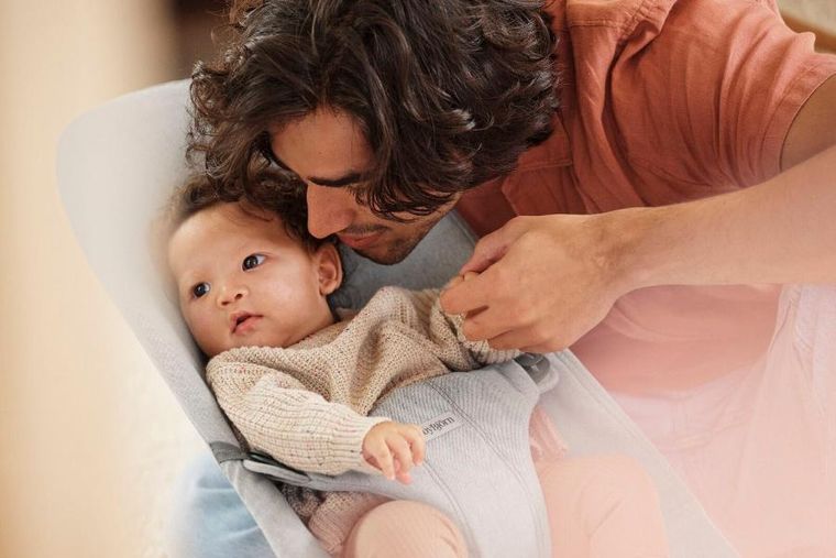 BabyBjörn, Bliss Woven, leżaczek, jasny szary, melanż