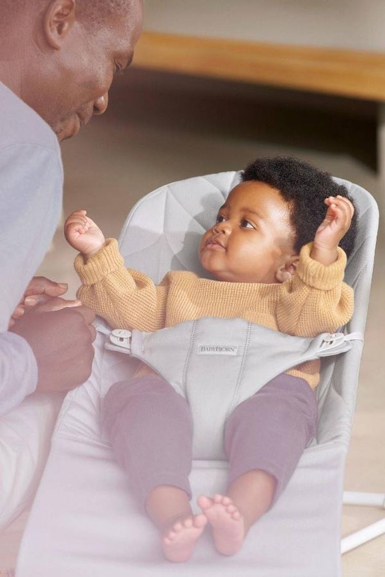 BabyBjörn, Bliss Woven, Petal Quilt, leżaczek, jasnoszary