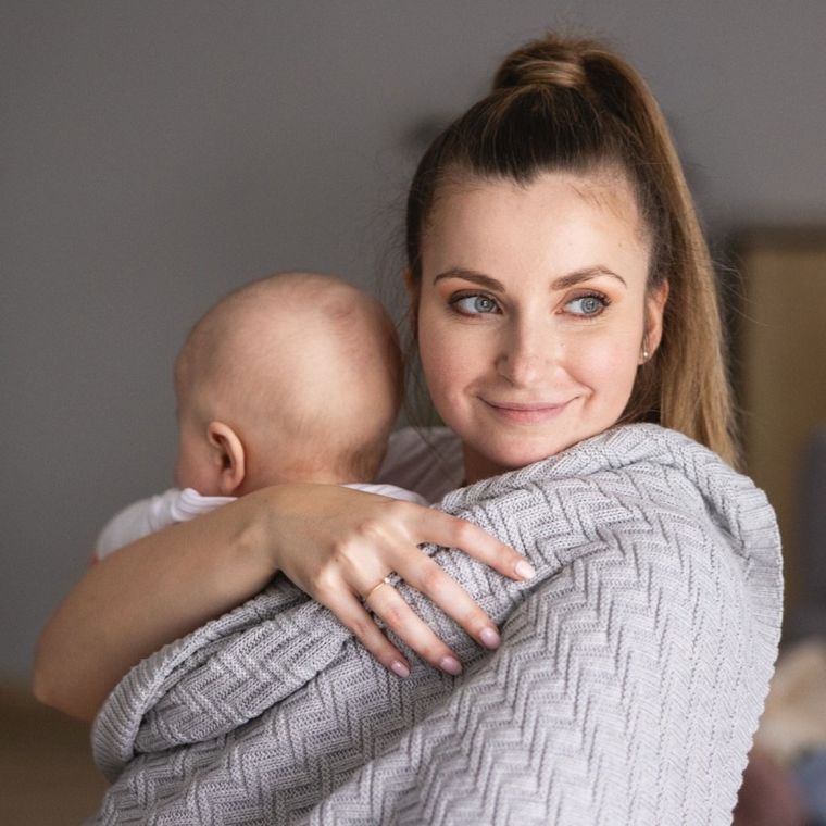 BabyOno, kocyk dzianinowy, bawełniany, szary