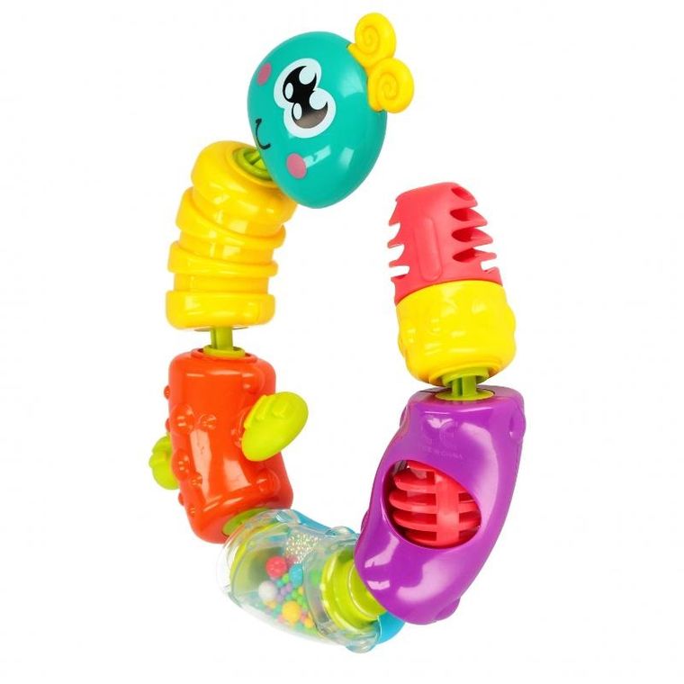 Bam Bam, zabawka sensoryczna, grzechotka, gąsienica