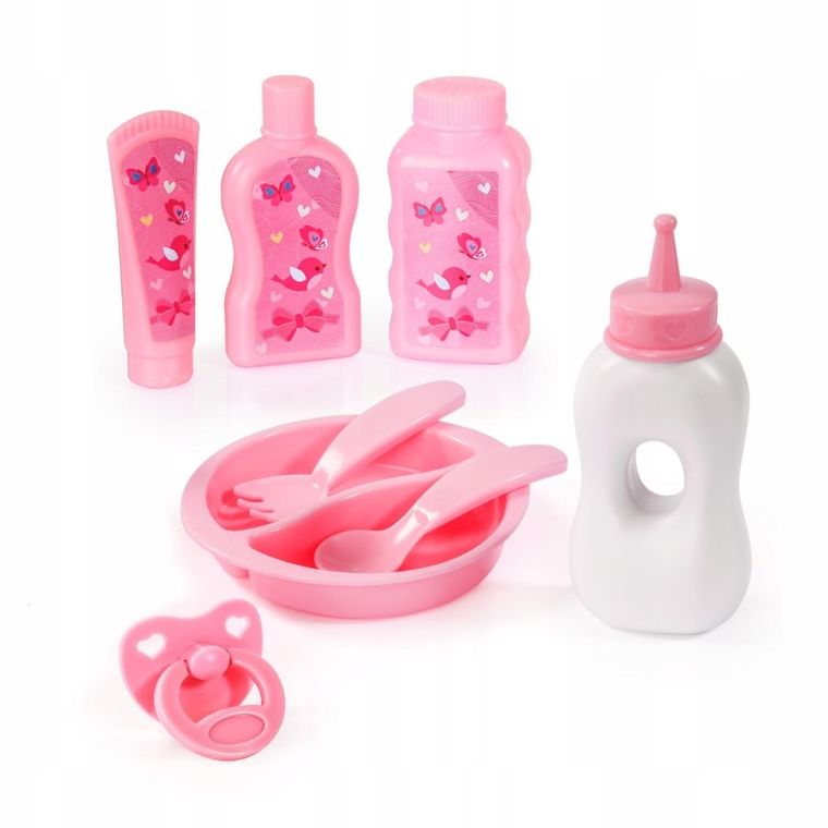 Bayer Design, Combi Grande Mega, głęboki wózek dla lalek, zestaw z łóżkiem turystycznym, nosidełkiem i akcesoriami, granatowo-różowy