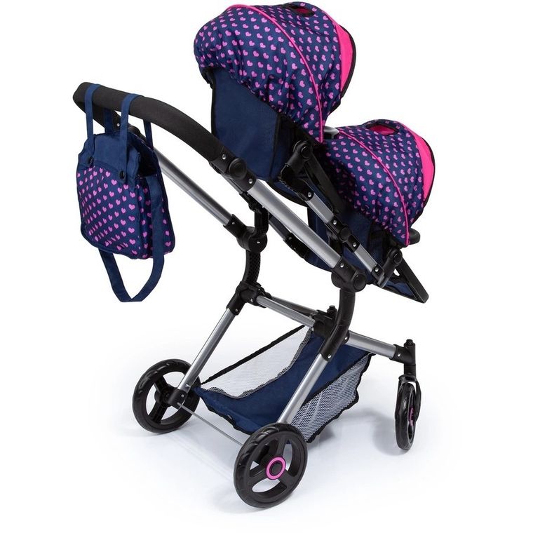 Bayer Design, Twin Neo, bliźniaczy wózek dla lalek, granatowy