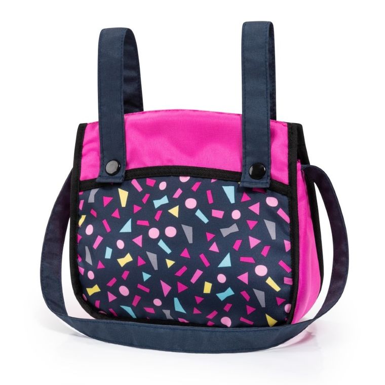 Bayer Design, Xeo Combi, głęboki wózek dla lalek, zestaw z krzesełkiem, matą, torbą i akcesoriami, granatowo-różowy