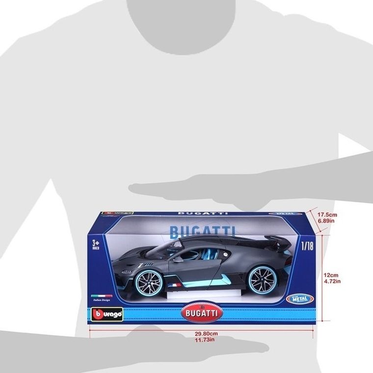 Bburago, Bugatti Divo Flat, model pojazdu, 1:18, Dark Grey