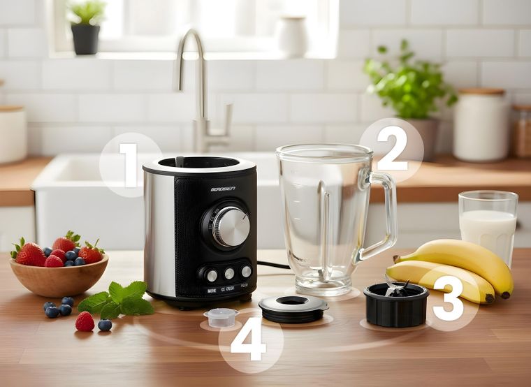 Berdsen, blender kielichowy 800W, czarny, BD-751