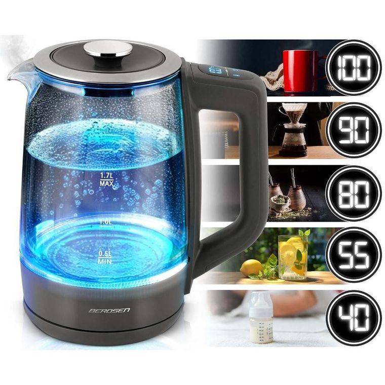 Berdsen, czajnik elektryczny, szklany, 1.7l, BD-711