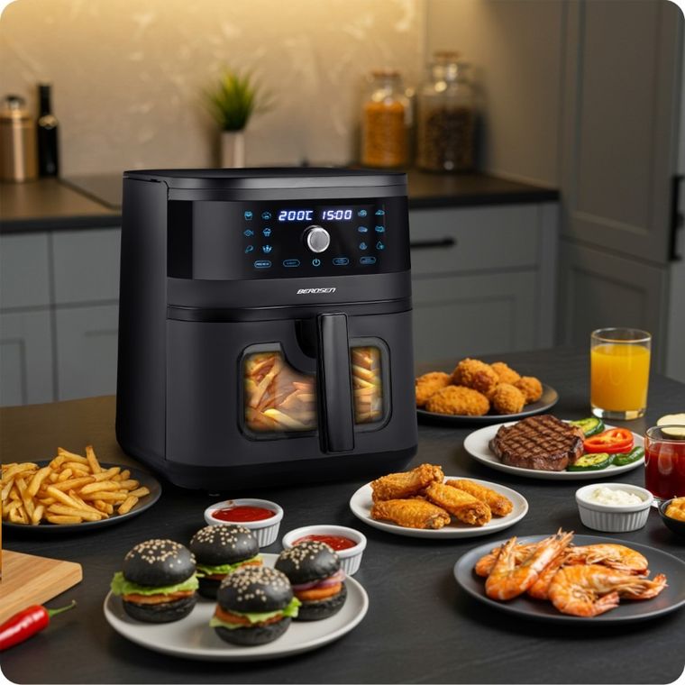 Berdsen, frytkownica beztłuszczowa, air fryer, czarny, BD-661