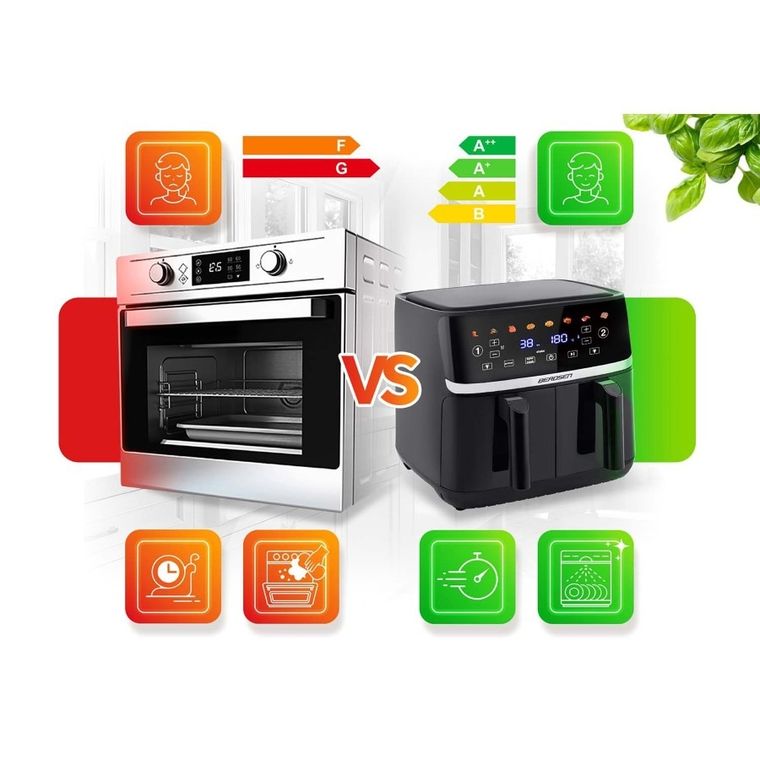 Berdsen, frytkownica beztłuszczowa, air fryer, dwukomorowy, 1700W, czarny, 10,2l, BD-657