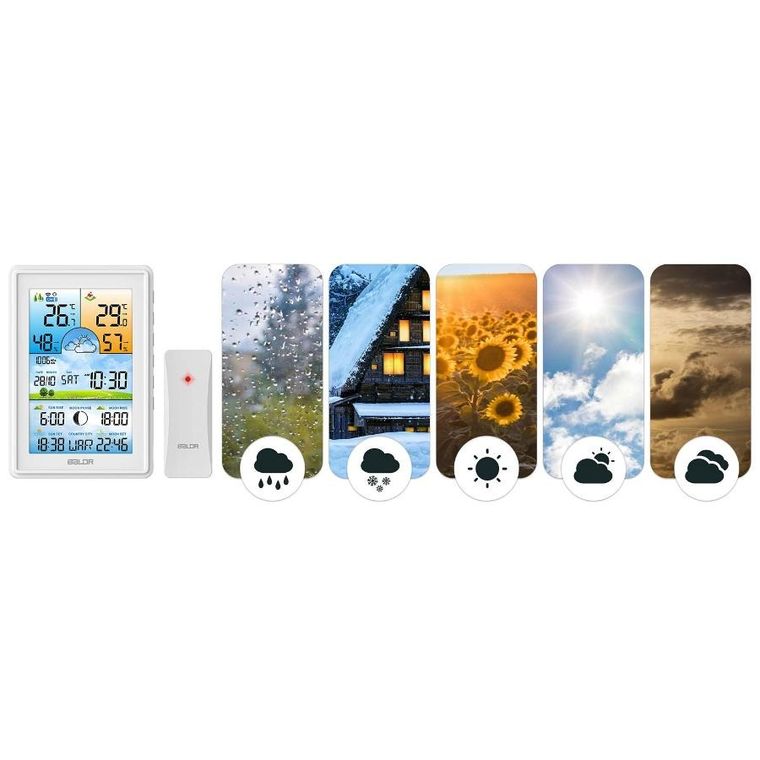 Berdsen, stacja pogodowa z wyświetlaczem, BD-906, biała