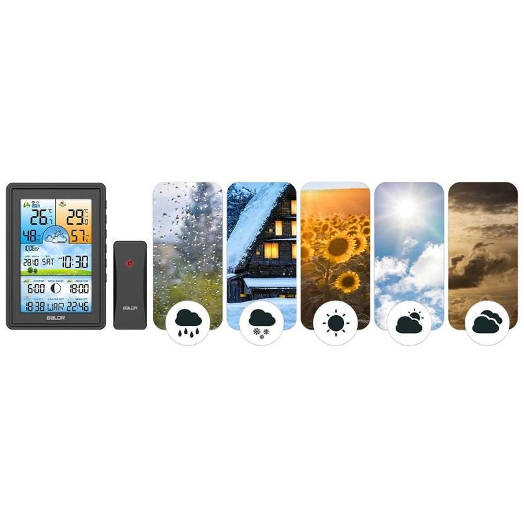 Berdsen, stacja pogodowa z wyświetlaczem, BD-906, czarna