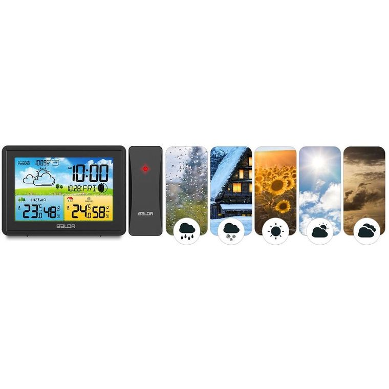 Berdsen, stacja pogodowa z wyświetlaczem, BD-908, czarna