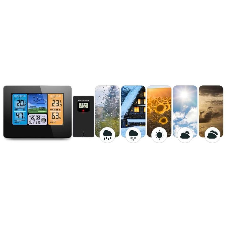 Berdsen, stacja pogodowa z wyświetlaczem, czarna