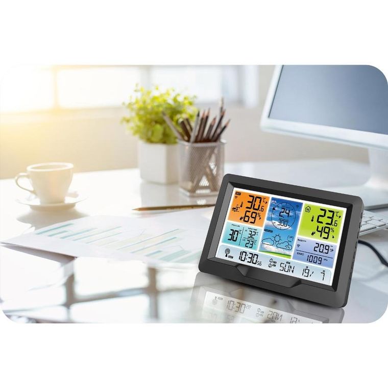 Berdsen, stacja pogodowa z wyświetlaczem, grafitowa