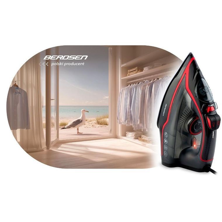 Berdsen, żelazko parowe, ceramiczna powłoka, praca w pionie, 2600W, BD-331