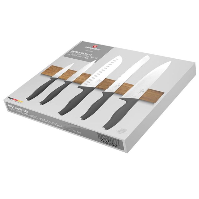 Berlinger Haus, Anthracite, zestaw 5 noży kuchennych z listwą, 5 szt.