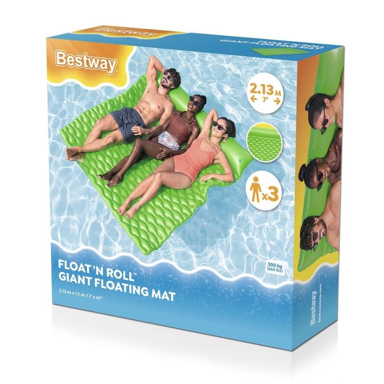Bestway, dmuchany materac do pływania trzyosobowy, 213-170-21 cm