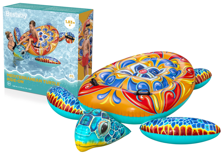 Bestway, dmuchany żółw, materac 186-168 cm