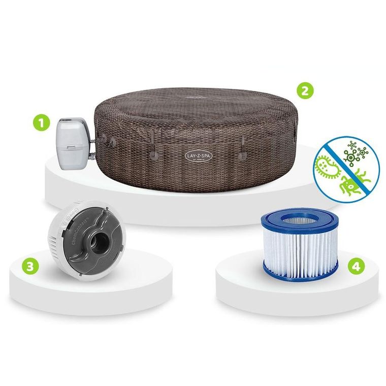 Bestway, Lay-Z Bali, dmuchane spa, 7 osobowe, brown