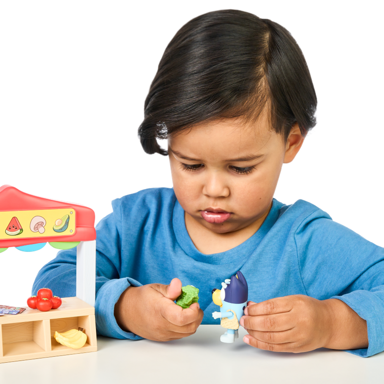 Bluey, sklep spożywczy, zestaw z figurką