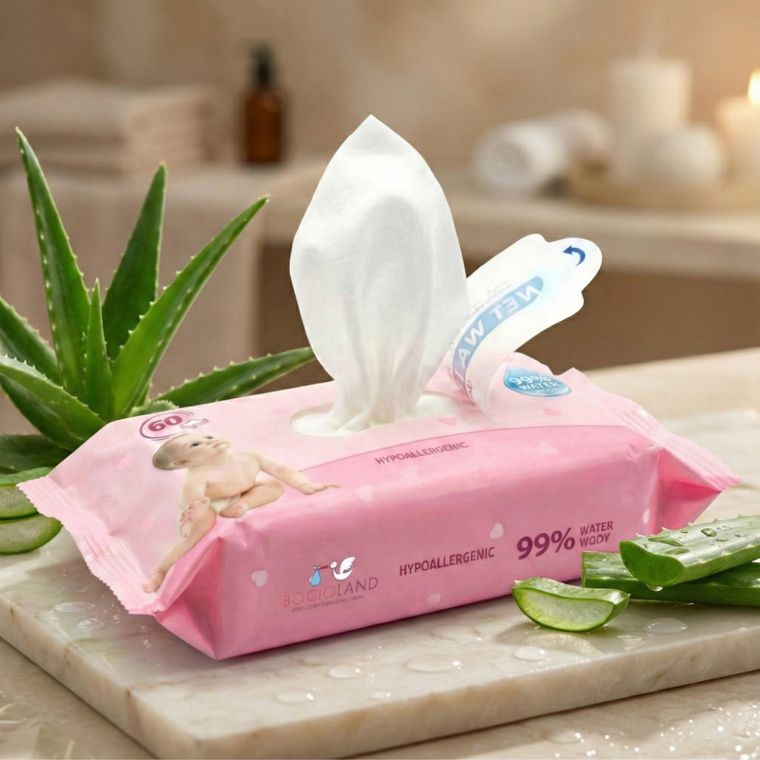 Bocioland, chusteczki nawilżane, 99% wody, 60 szt.
