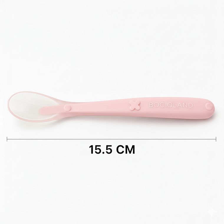Bocioland, łyżeczka silikonowa, różowa