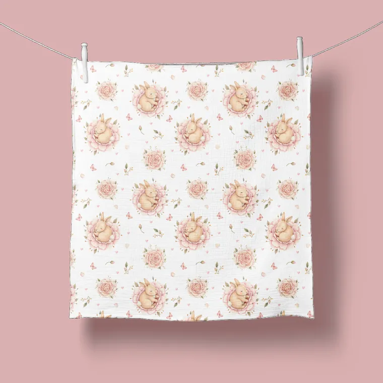 Bocioland, pieluszki muślinowe, marszczone, różowe, 70-70 cm, 3 szt.