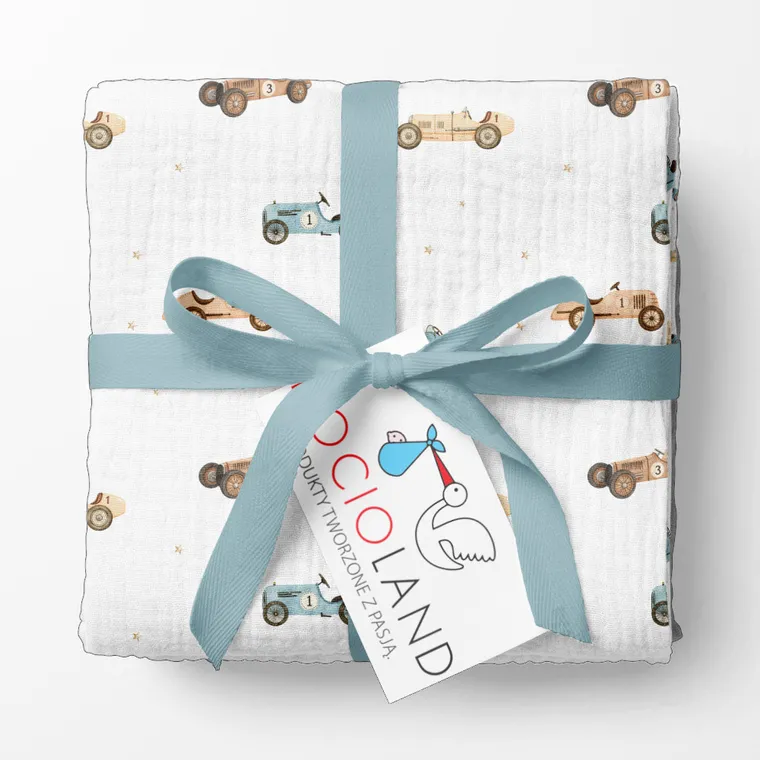 Bocioland, pieluszki muślinowe, niebieskie, 70-70 cm, 3 szt.