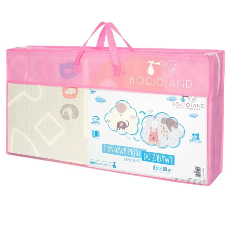 Bocioland, Słonik, składana mata piankowa, szara, 150-180 cm