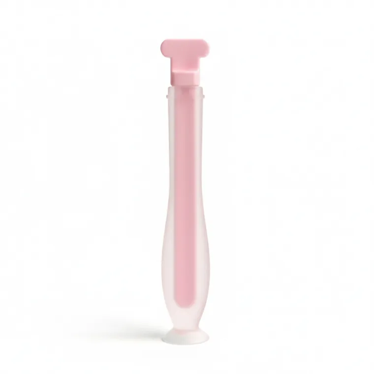 Bocioland, szczoteczka silikonowa w kształcie litery U do zębów, różowa